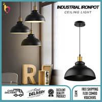 Iron Pot Pendant Light Retro Industrial Ceiling Light Black Gold Hanging Lamp E27 Drop Light for Dining Room Bar Kitchen Aisle Shed