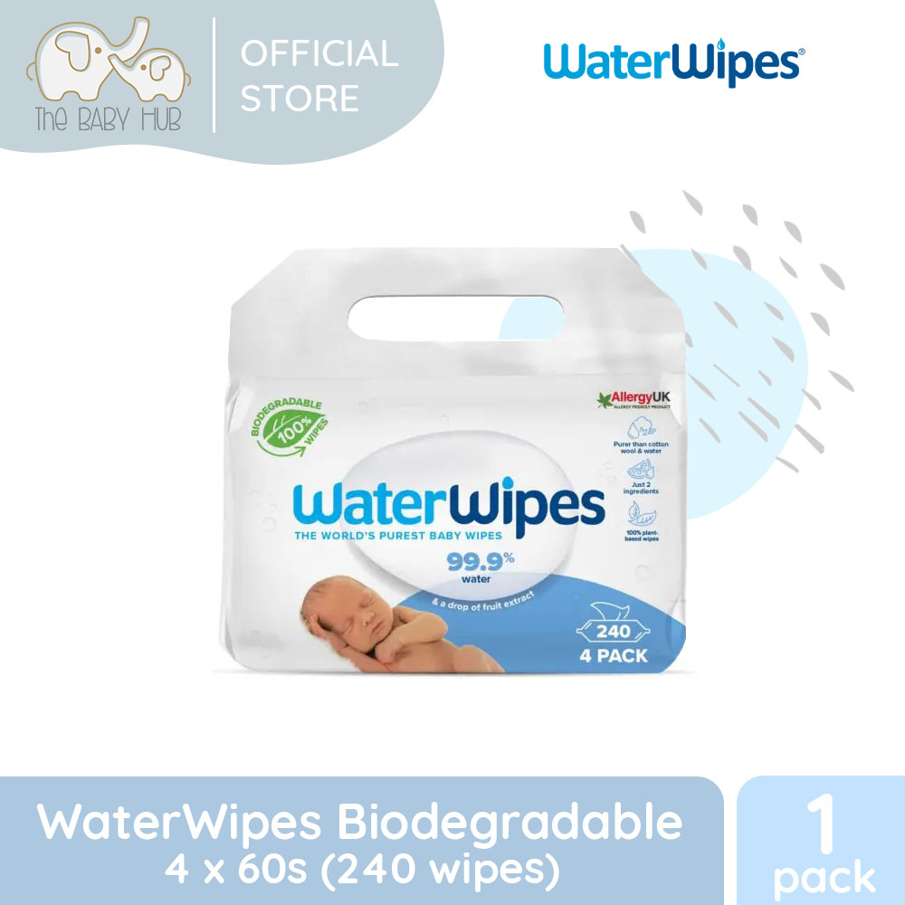 WaterWipes Biodegradable 4x60s (240 Wipes)