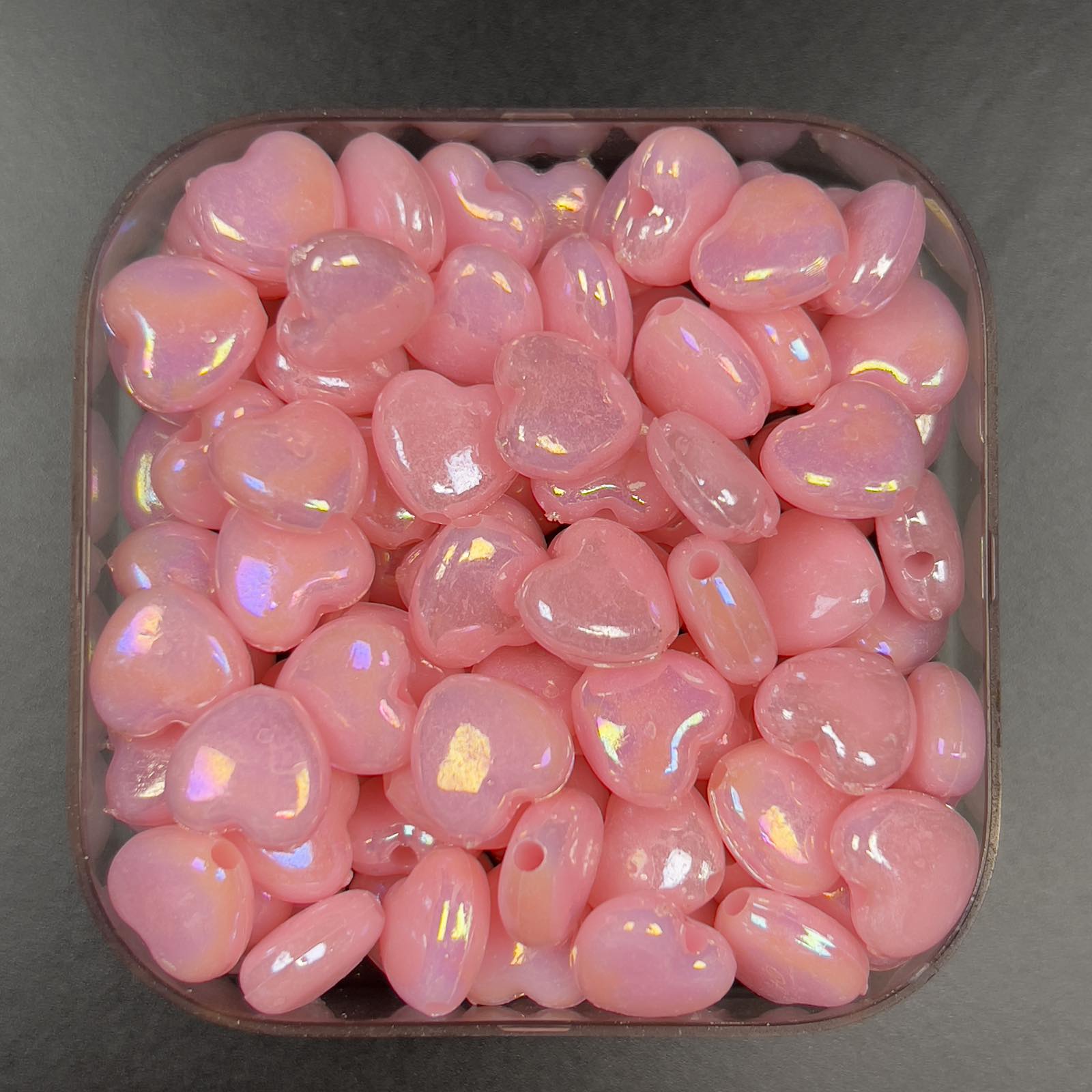 Veeds 20 Pcs Heart Pink Bead 10mm UV Pastel DIY Beads Art and Craft