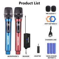 Wireless Microphone Original System Dual UHF Handheld Cordless Mic Set Work Range 50M / 164ft Dynamic Microphone for Church Karaoke Machine Speech Wedding Party Singing