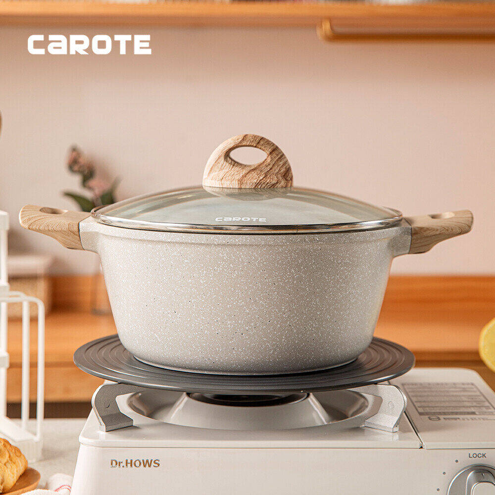 CAROTE 20/24CM Nonstick Stock Pot Soup Pot,Granite Cooking Pot
