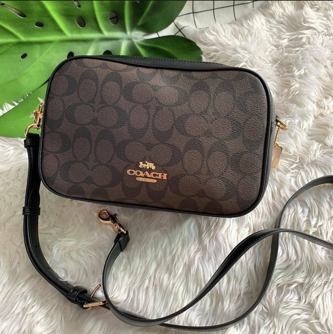 Original Coach F68168 Jes Signature Coated Canvas with Black Smooth