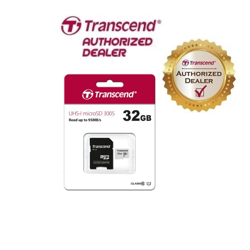 Transcend TS32GUSD300S Micro SD 300s 32gb w/ Adapter