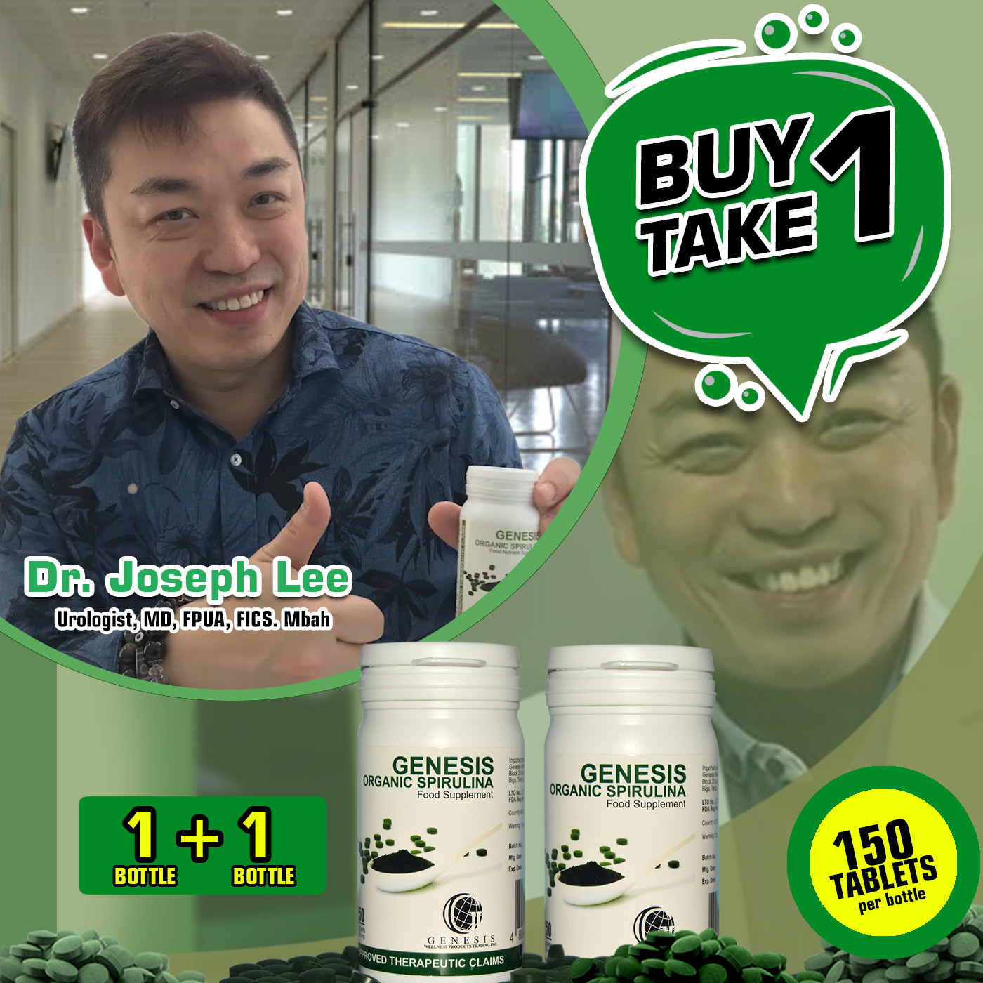 Buy 1 take 1 Genesis Spirulina with Probiotics Antioxidants FDA