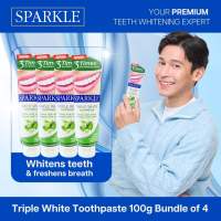 SPARKLE Triple White Toothpaste 100g Bundle of 4  [Healthy teeth whitening Tartar prevention for Teeth Hydroxyapatite Micro White Silica White STTP]