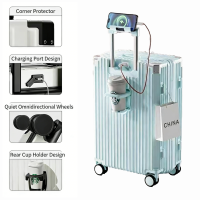 BoldEdge 20/24inch  Aluminum Suitcase With USB Port Lightweight Durable Travel Luggage Maleta With 360° Wheels