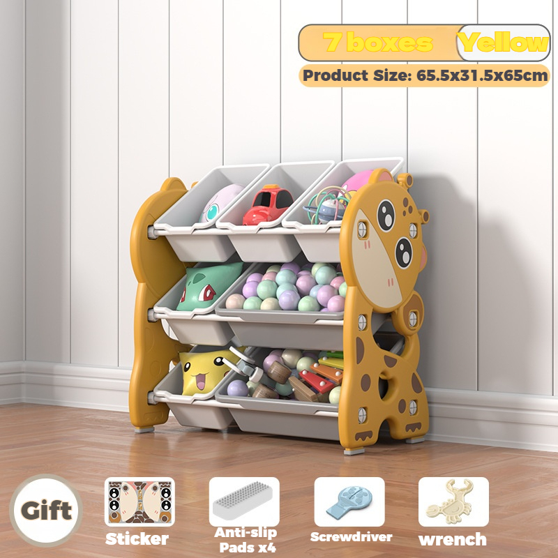 Playpark 4 Layers Kids Toy Storage Rack Large Capacity Detachable Moving Organizer Cabinet Deer