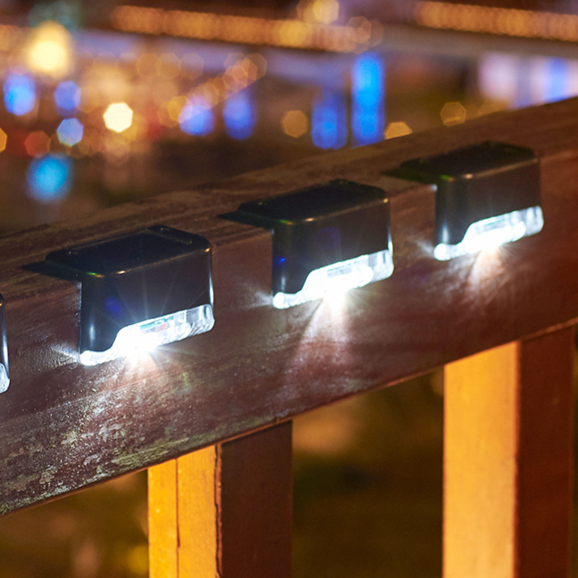 4PCS Outdoor LED Solar Power Light Fence Light IP65 Waterproof Home Garden Step Stair Deck Lights
