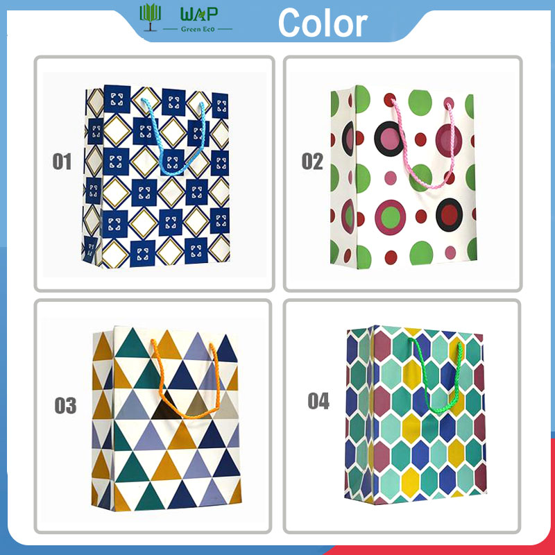 WAP 12pcs Paper Bag Geometric Graphic Design Loot Bags Birthday Wedding Gift Wrapper