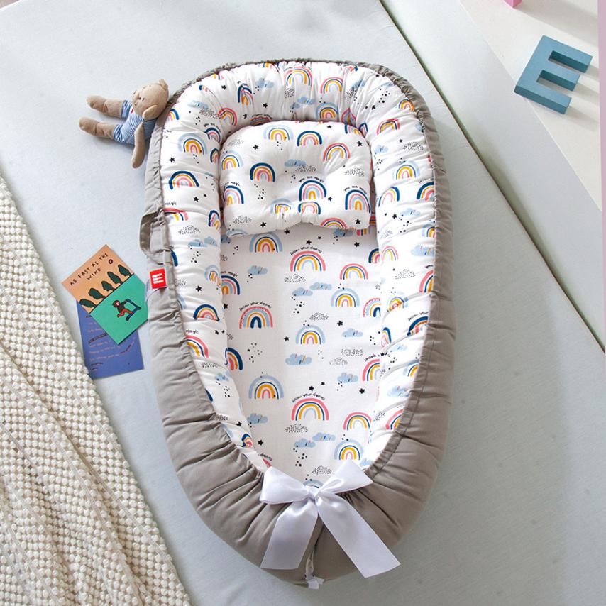 Baby Newborn Crib Set With Pillow and Blanket Bed Snuggle Nest For Newborn Infant Travel Bed Baby Cosleeper Bed