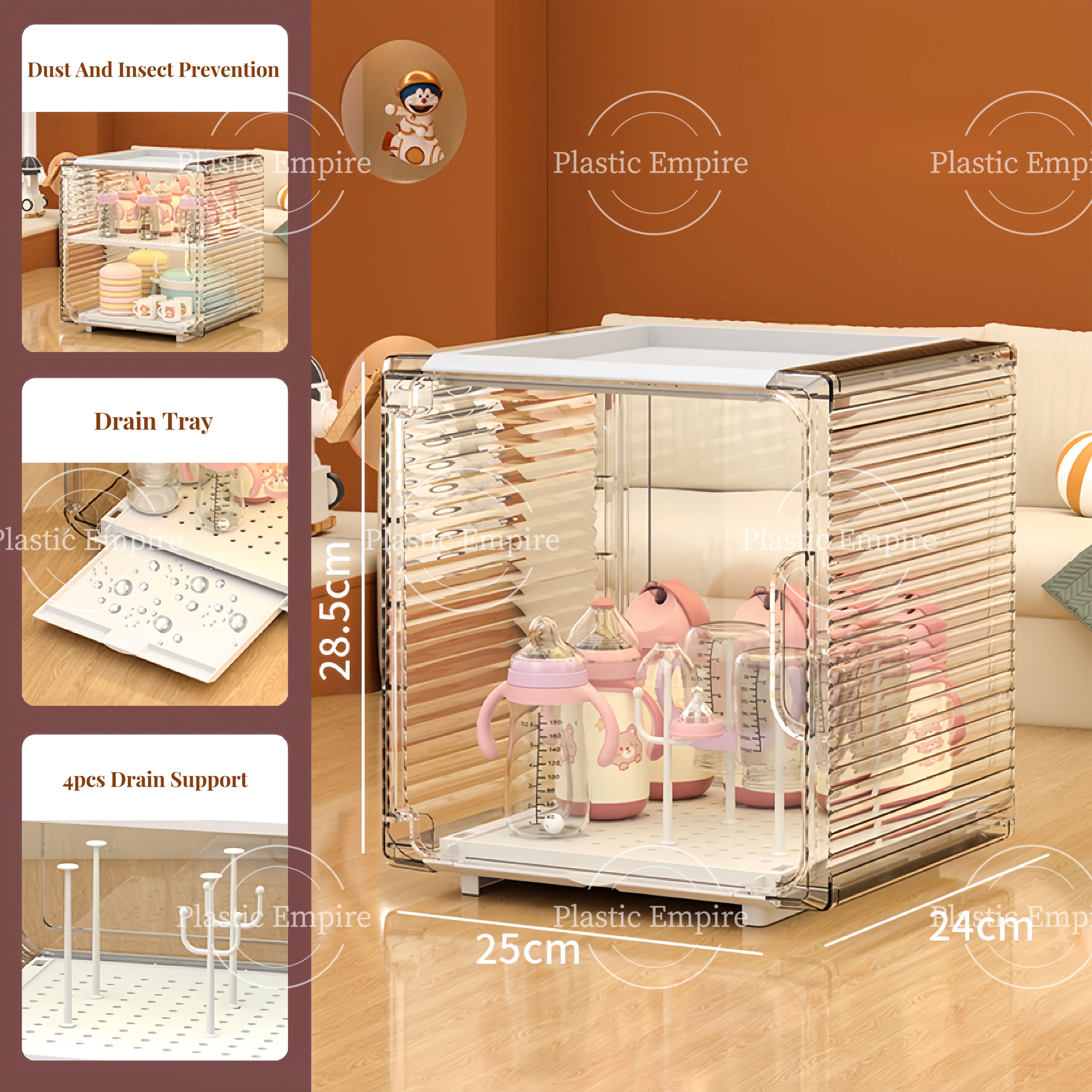 Cozy Home Essential Silicone Baby Bottle & Cutlery Storage Organizer with Anti-Insect Seals