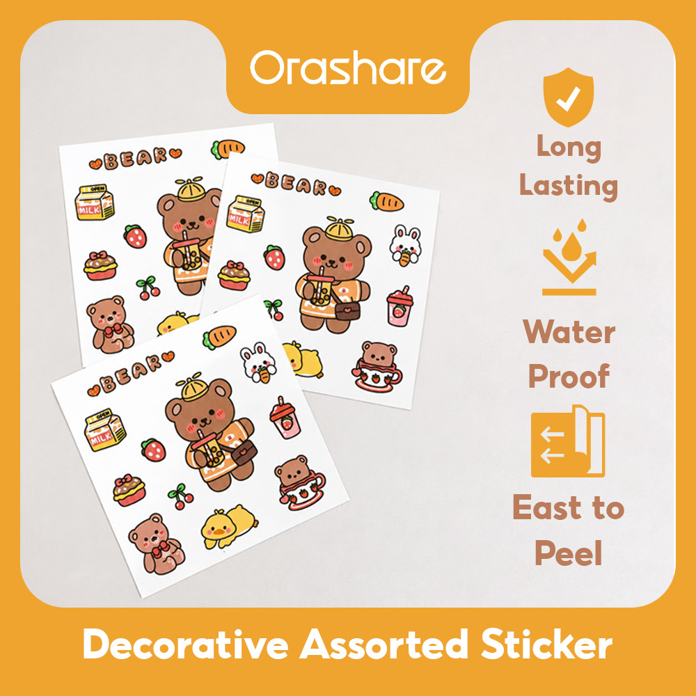 Orashare A01 Decorative Assorted Cartoon Stickers for Power Bank Wall Charger Laptop Tablet Aquaflask and so on Decoration Long Lasting Waterproof Aesthetic Cute Cartoon Design Magic Paper Stickers((Random 1PC Sticker) )