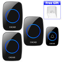 【CACAZI A10】US Plug Wireless Doorbell 300M Range Home Door Bell Waterproof 60 Chime Ring Battery 1 2 Button AC Electric 1 2 3 Receiver 110v 220V 240V led light for home security office dustproof