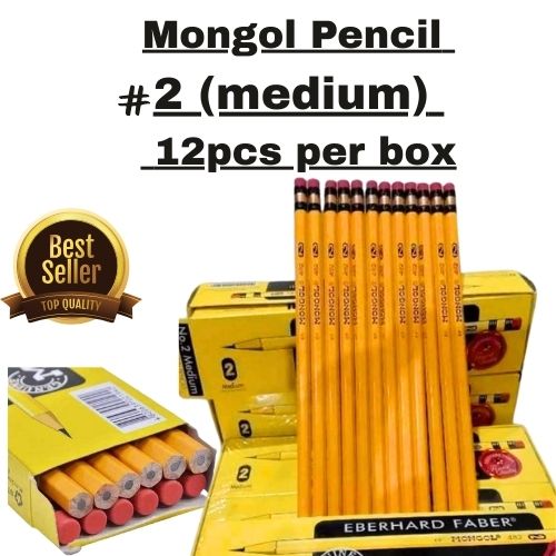MONGOL 2 Pencil Medium Size 12pcs per Box School Supplies Ideal for Writing Drawing and School Tasks