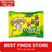 WARHEADS - Extreme Sour Hard Candy - Sour Apple Black Cherry Blue Raspberry Lemon & Watermelon Flavors - 25 oz. Bag with 175 Pieces of Candy