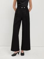 Pomelo Womens High-Waisted Wide-Leg Trousers