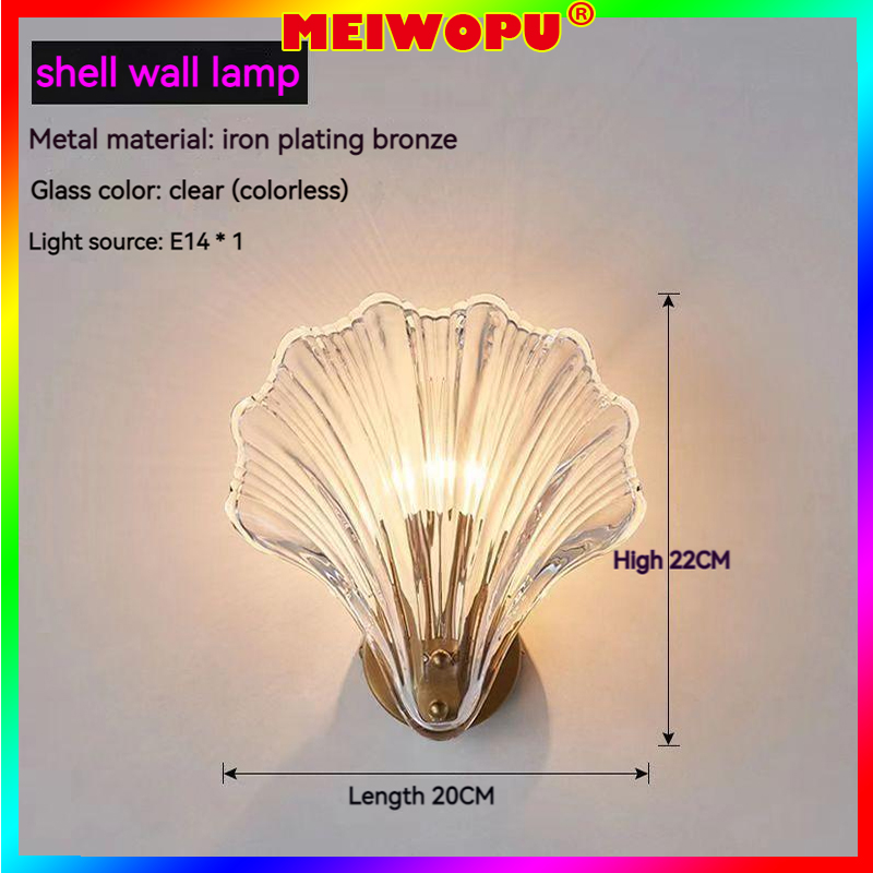 Retail And Wholesale Modern Luxury Crystal Bedside Sconce Light Iron Atmosphere Bedroom Living Room Shell Wall Lamp