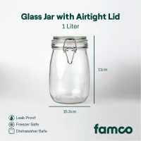 Famco Airtight Glass Jar 500ml 1000ml Leak-Proof Thick Glass Food Storage Kitchen Pantry Organizer