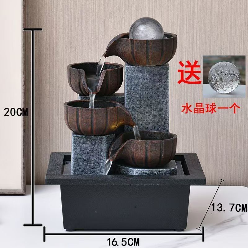 water flowing luminous Office Tabletop fountain ornament Home Gardening Decoration Crafts Office supplies Business gift