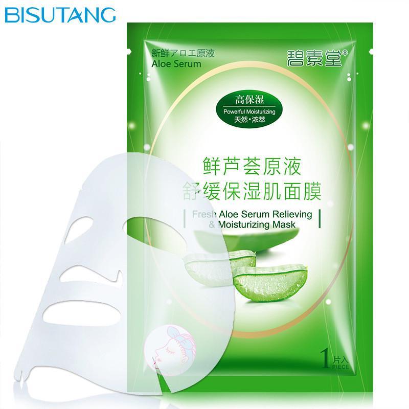 1PCS BISUTANG Fresh Aloe Serum Relieving Moisturizing Face Mask