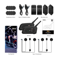 EJEAS V6 Pro Plus Bluetooth Motorcycle Intercom Helmet Headset 1200m Interphone 830mAh