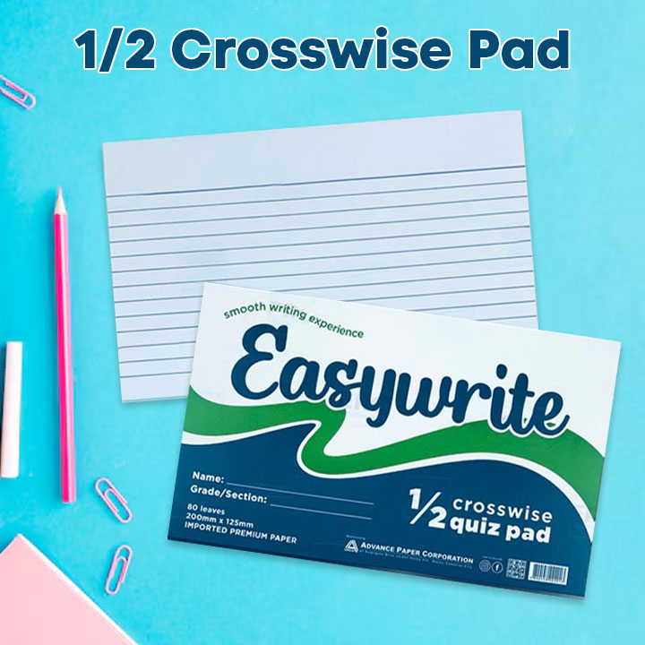Hodeso Easywrite Quiz Pad & Intermediate Pad 80 Leaves | 1/2 Crosswise 1/2 Lengthwise 1/4 Quiz Intermediate | Premium Bond Paper for School & Office | Smooth Writing Pad for Exams Notes & Tests | Choose Size Variation