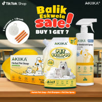 Akiika Herbal Pet Soap + Akiika PetDeodorizing Spray 500ml for Dogs and Cats100% Natural Handmade Sterilization Anti-Parasitic Deodorization+ 2 in 1 Pet Skin Care Spray Hair Removal Galis Treatment for Dogs Anti Mange Spray for Dogs Pet Skin