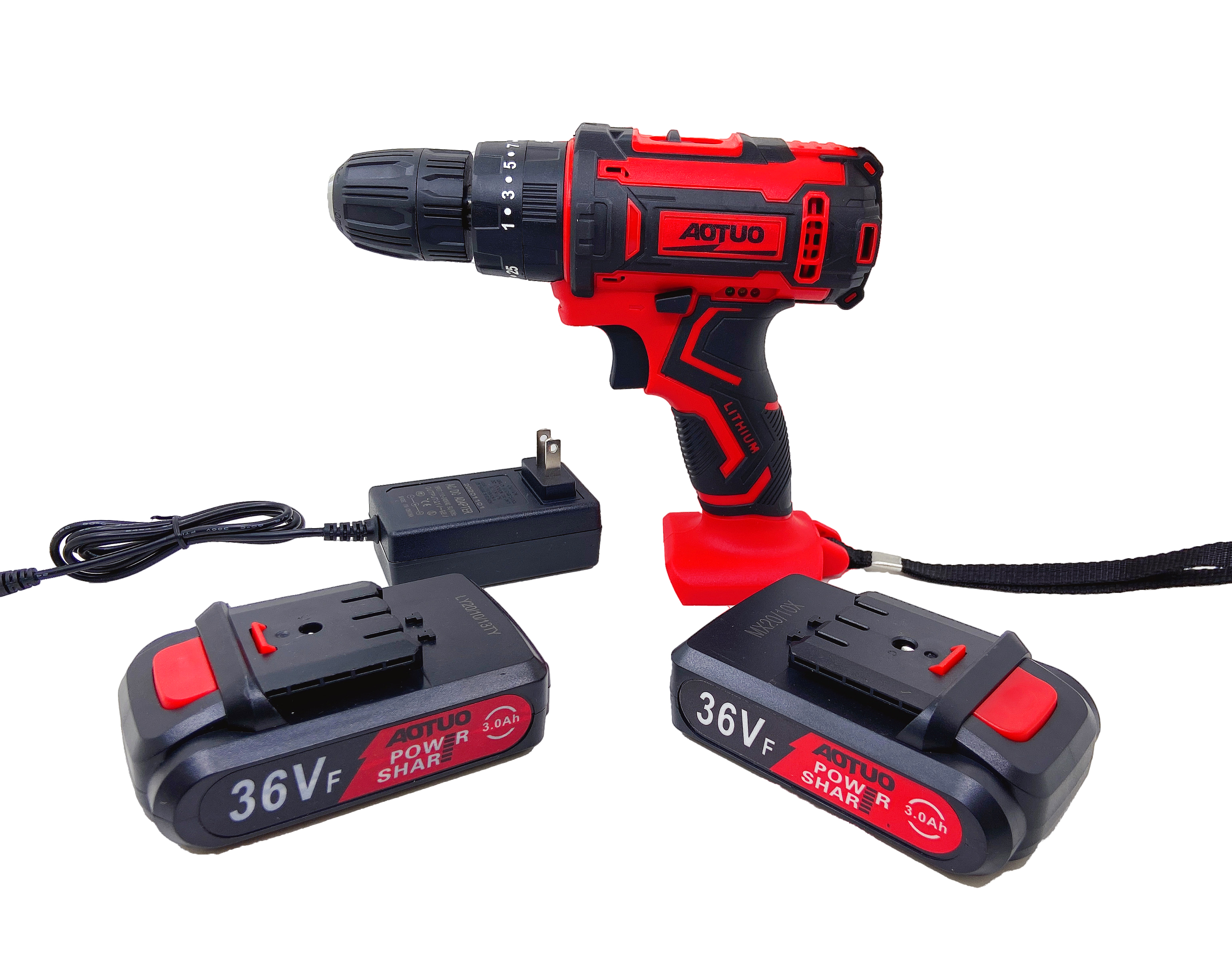 AOTUO 36V Cordless Impact Hammer Drill Set w/ 2 LithiumIon Batteries