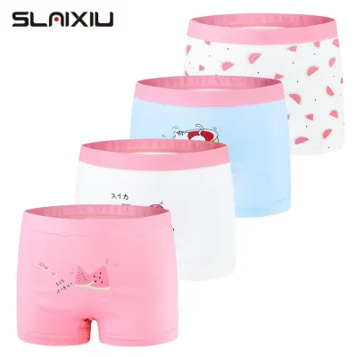 SLAIXIU Kids Girls Underwear Cartoon Watermelon Style Cotton Girl Panties for 2-13 Years Children Shorts Underpants (4pcs)