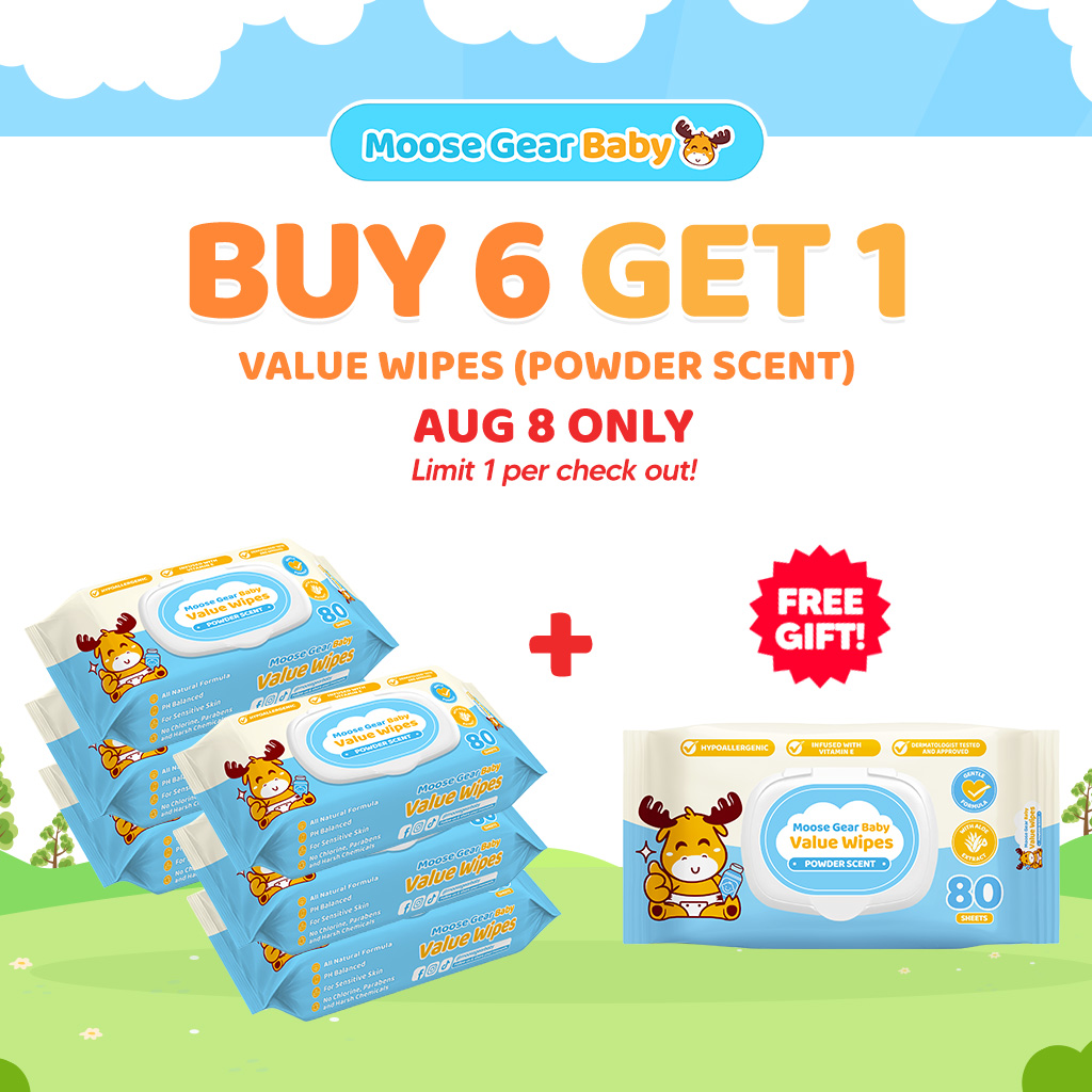 Moose Gear Baby Value Wipes Powder Scent 480s (6PACKS) Hypoallergenic w/ Vitamin E & Aloe Extract