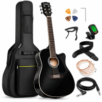 PLAYOU Electric Acoustic Guitar38/ 41 Inches 4 /2 Band EQ Cutaway Full Size Electro-acoustic Guitar 4/4 with Beginner Kits