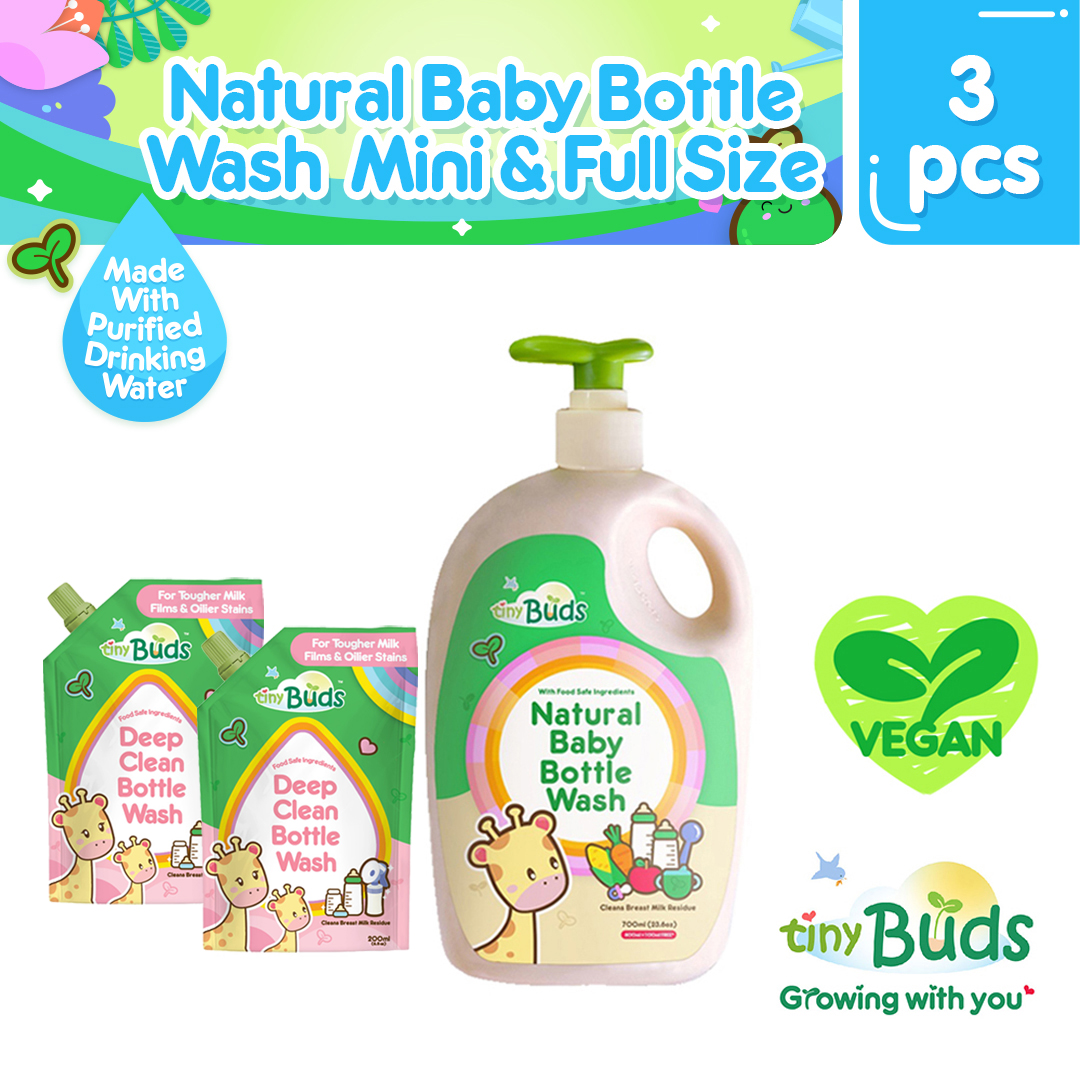 Tiny Buds Bottle Wash 700ml with 2 pcs 200ml Refill Packs