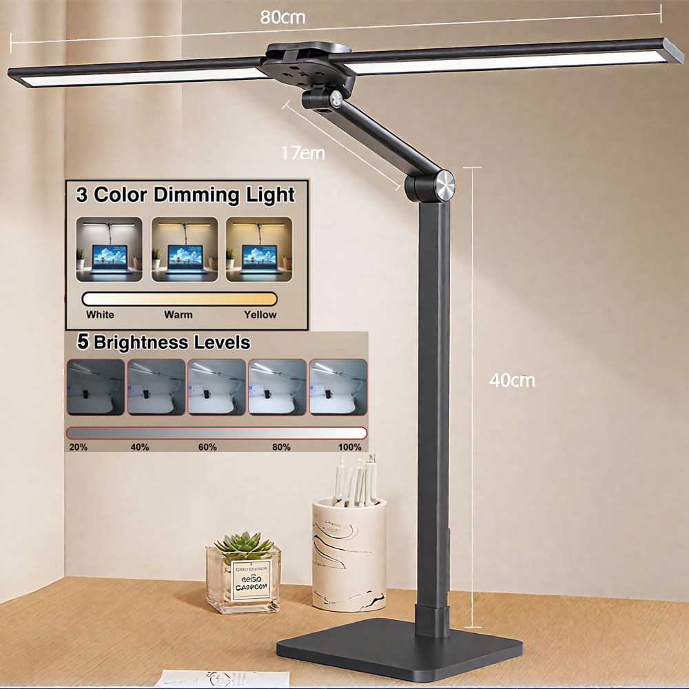 LED Desk Lamp with Clip Folding Metal Long Swing Arm Table Lamp for Study Table Adjustable Table Lamp for Nail Tech