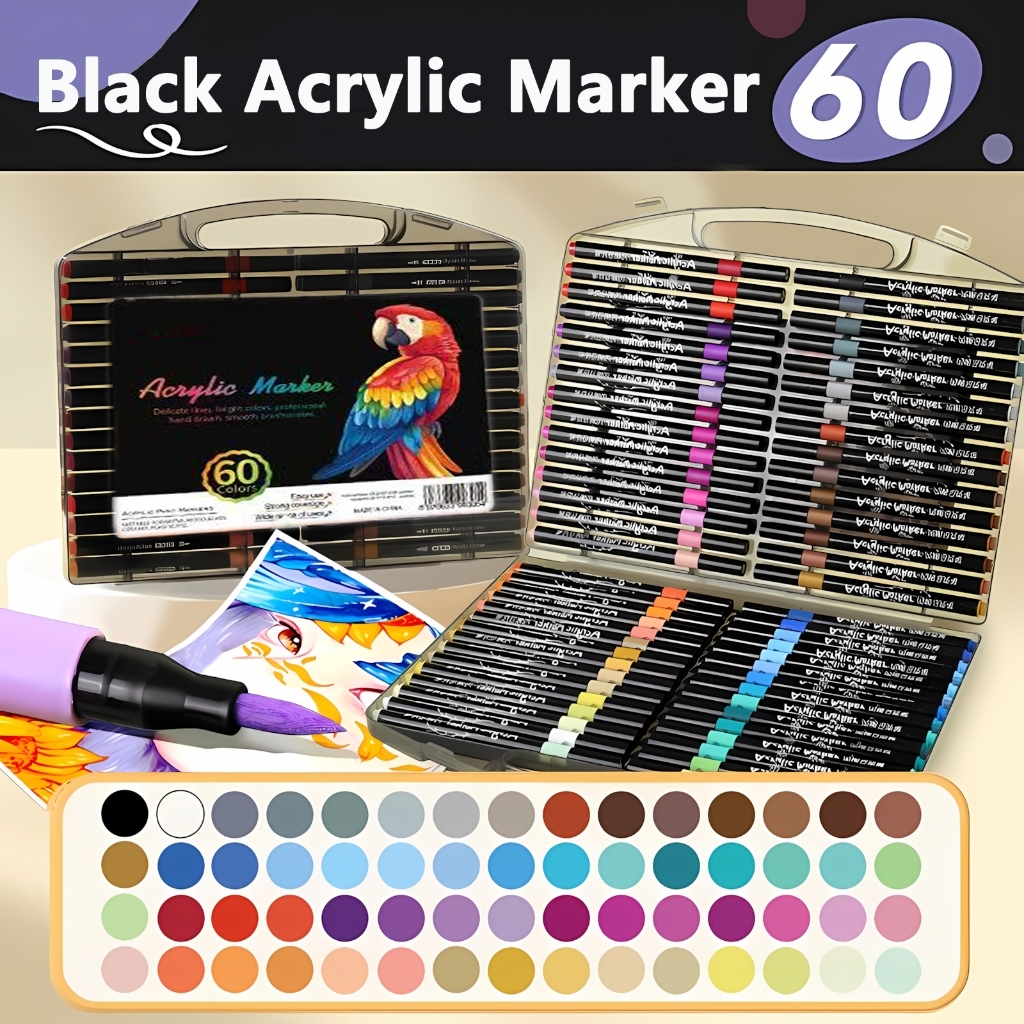 Brush-Tip Acrylic Marker Pen Set Colored Pens Coloring Pen Highlighter Pen Color Marker Set Art Supplies DIY Painting Coloring Materials Set