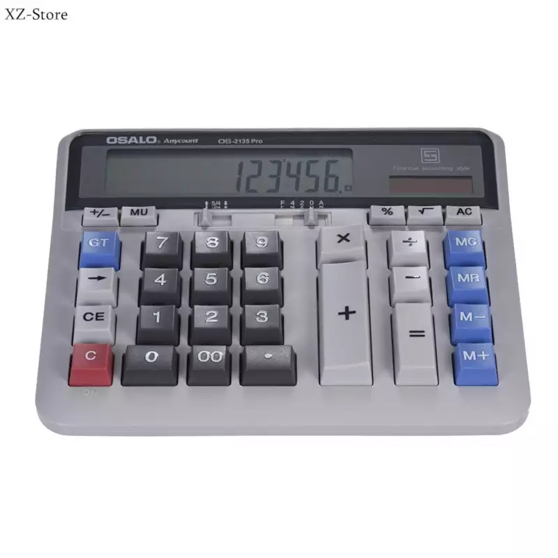 Large Computer Electronic Calculator Counter Solar & Battery Power 12 Digit Display Multi-functional Big Button for Business Office School Calculating