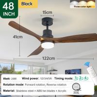 GOGEOUS ceiling fan with light modern design 3 blades big 42/48 inch ceiling fan with lights and remote tricolor dimming 6-speed wind industrial fan light nordic ceiling fan with light for library meeting room office dining room living room