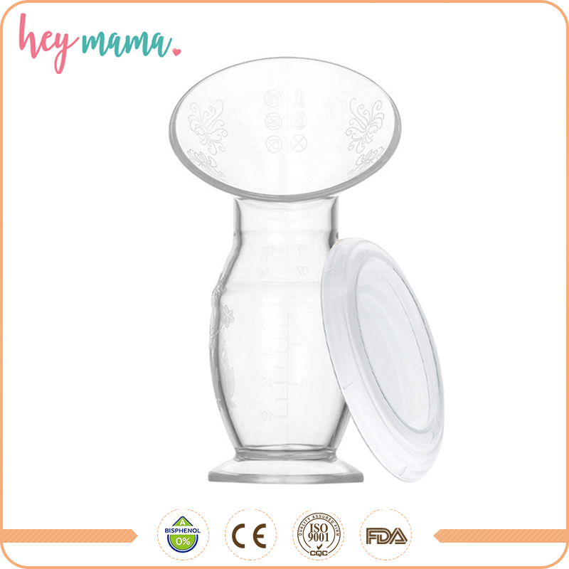 Hey Mama Suction base Silicone Manual Breast Pump w/ lid BPA Free FDA Certified 100% food grade let down breastmilk pump
