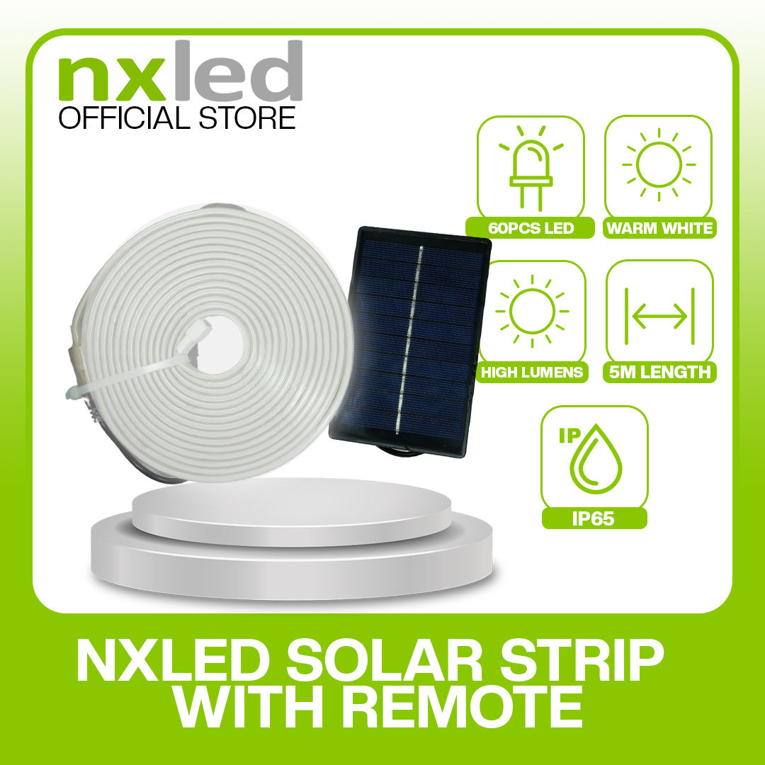NxLed Solar Strip Light Warm White LED Dimmable with Remote ANX-N5WW Home Office