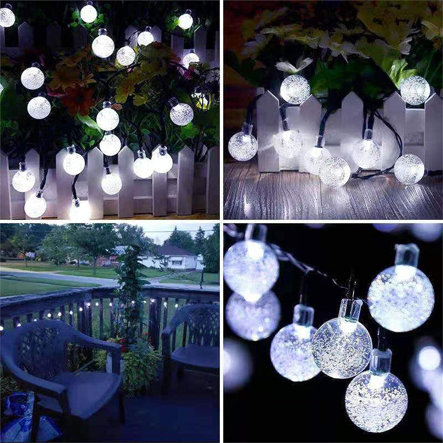 LATTOUR Christmas Light Solar Outdoor Bulbs Solar Lamp Fairy Ball String Lights Outdoor Garden Decor Waterproof Lights