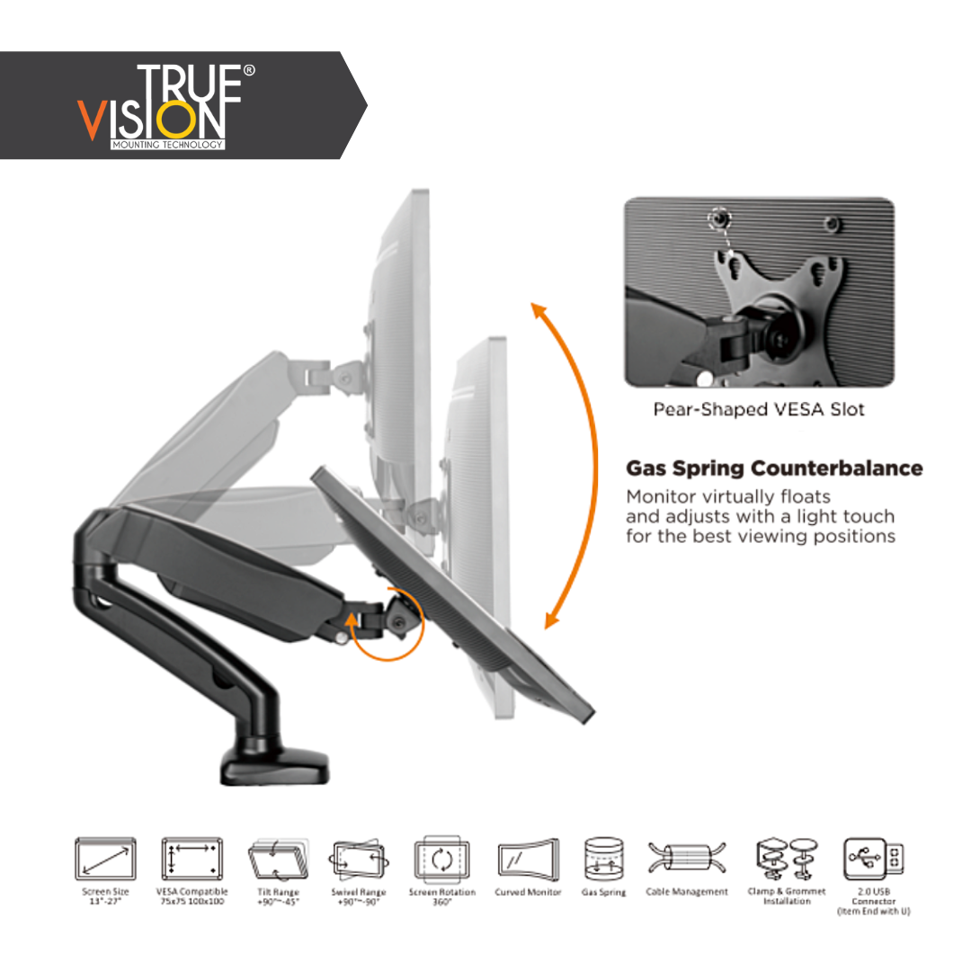True Vision Interactive Counterbalance Monitor Stand / Arm for 13"27