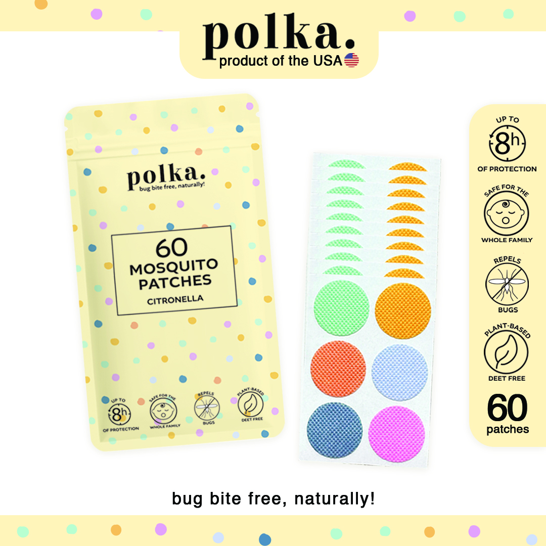 Polka Organic Citronella Mosquito Repellent Patches Multi-Pack Safe for Kids Deet-Free 60 Patches