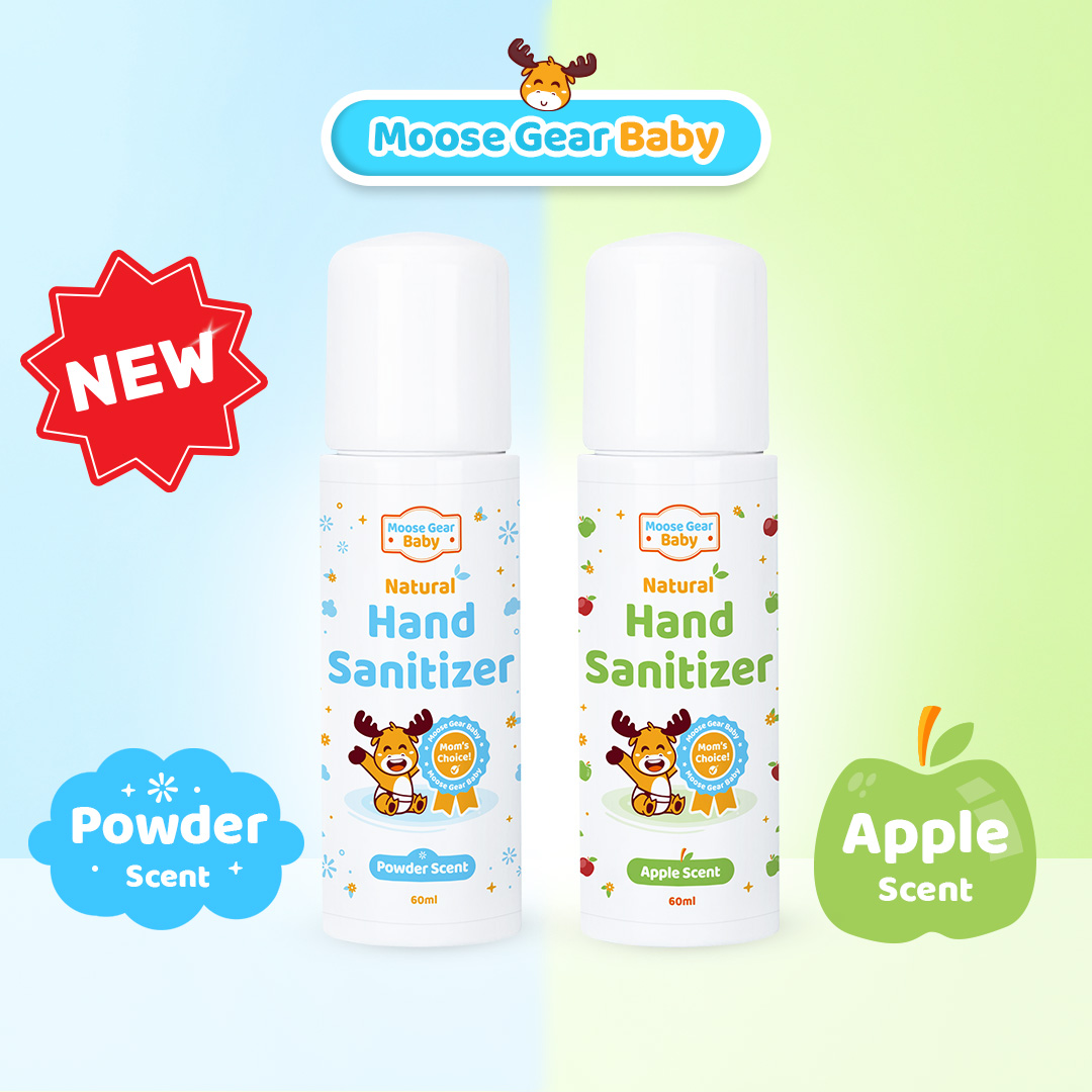 Moose Gear Baby Hand Sanitizer Bundle Apple & Powder Mild Scent Gentle Formula Travel Friendly