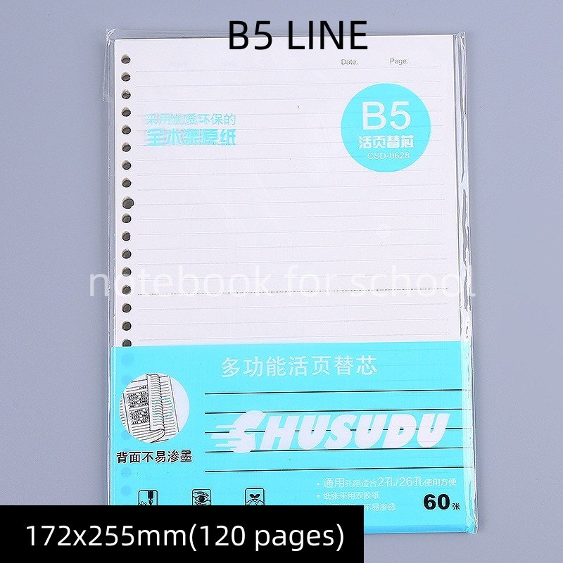 20/26 hole Loose-leaf 60 sheets Removable transparent binder grid blank writting notebook College Stationery