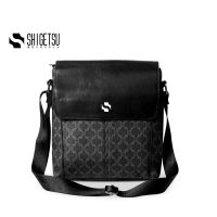 Shigetsu GERO plain black leather men sling bag crossbody bag shoulder bag for men sling bag sidebag