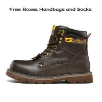 【With Original Box】Caterpillar Safety Shoes Steel Toe Mens Work Boots Outdoor Hiking Boots Genuine Leather Bakal Na Paa