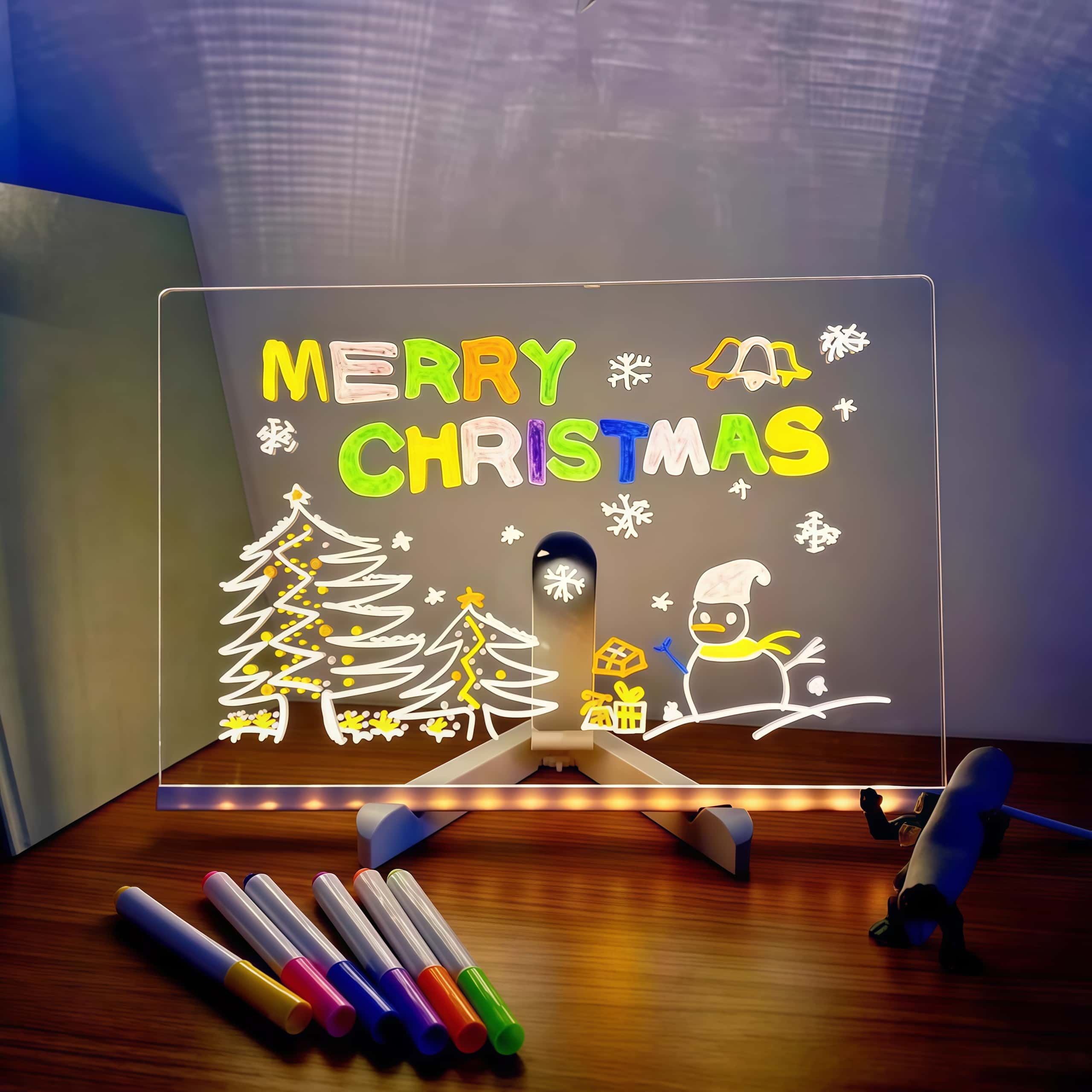 Magical Lightboard Childrens Luminous Drawing Board USB Charging Educational Handwriting Board Transparent Acrylic Erasable Handwriting Board DIY Toy Gift For Kids Boys And Girls