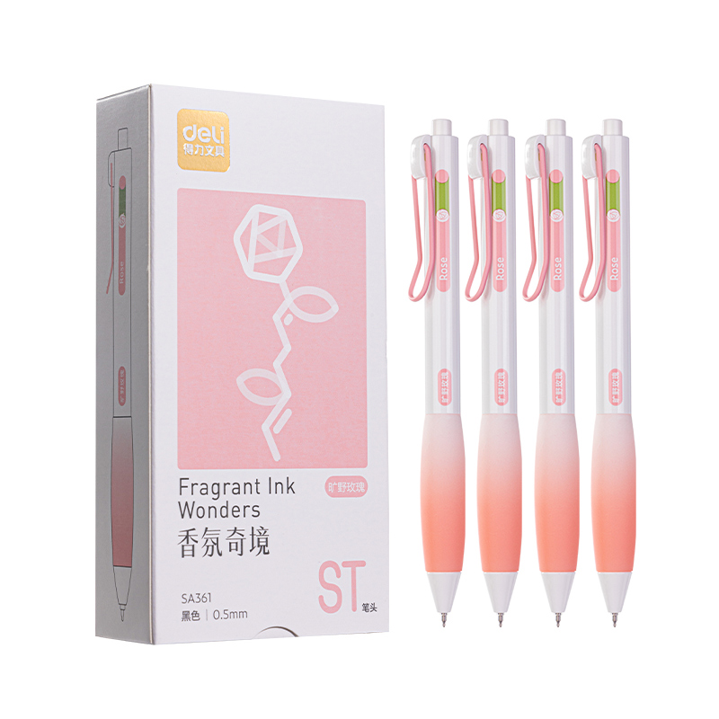 Deli Scented Ballpen Press Gel Pen 0 .5mm head black Ink ST Head 1Pc SA361（Long-lasting Fragrance）