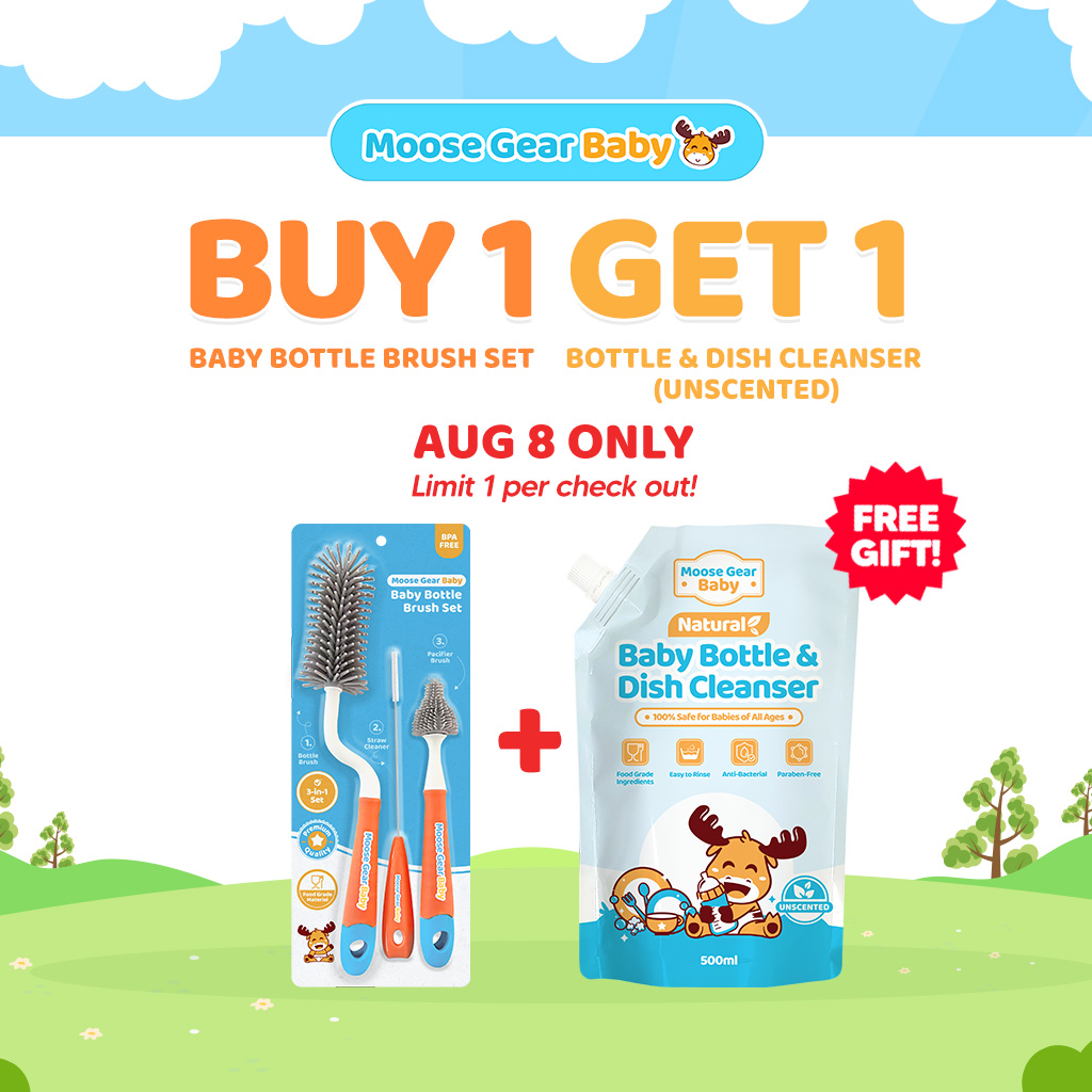 Moose Gear Baby 3-in-1 Silicone Baby Bottle Brush Cleaning Set Non-Scratch Straw Pacifier Cleaner Scrubber