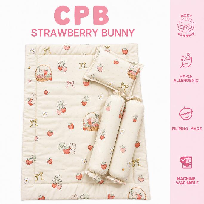Baby Crib Mattress Comforter Set by KOZY Grey / Dark Grey Dino Cute Family and strawberry bunny