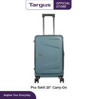 Targus TBR043GL ProTek 20” Carry-On | Made with impact resistant material | Double TSA locks | AirTag pocket | Black | Blue